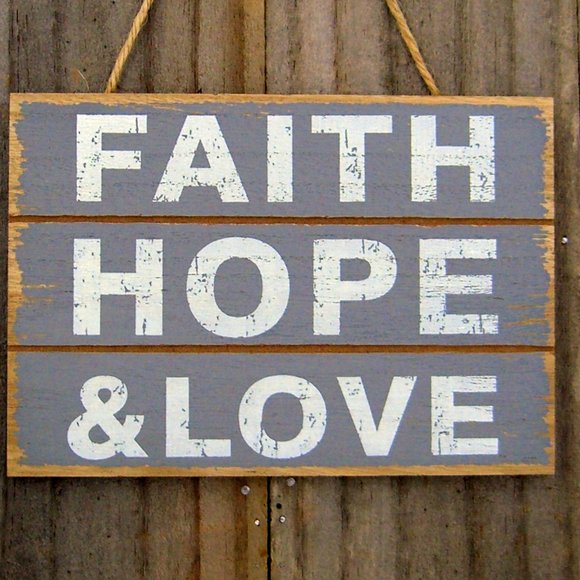 Sign Small Rustic Spiritual 'Faith Hope & Love' Choice of four colors - Picture 6 of 8